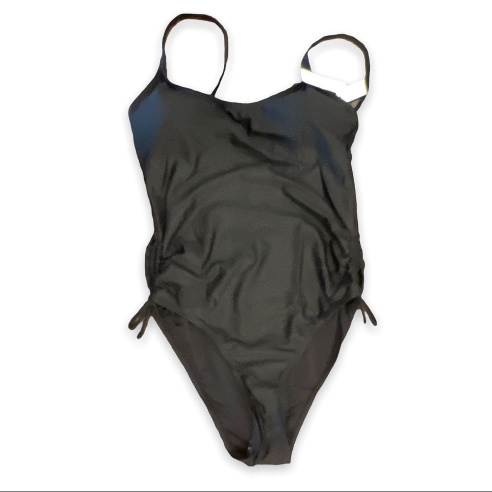 NEW TOPSHOP NWT one piece adjustable sides black swimsuit Sz M